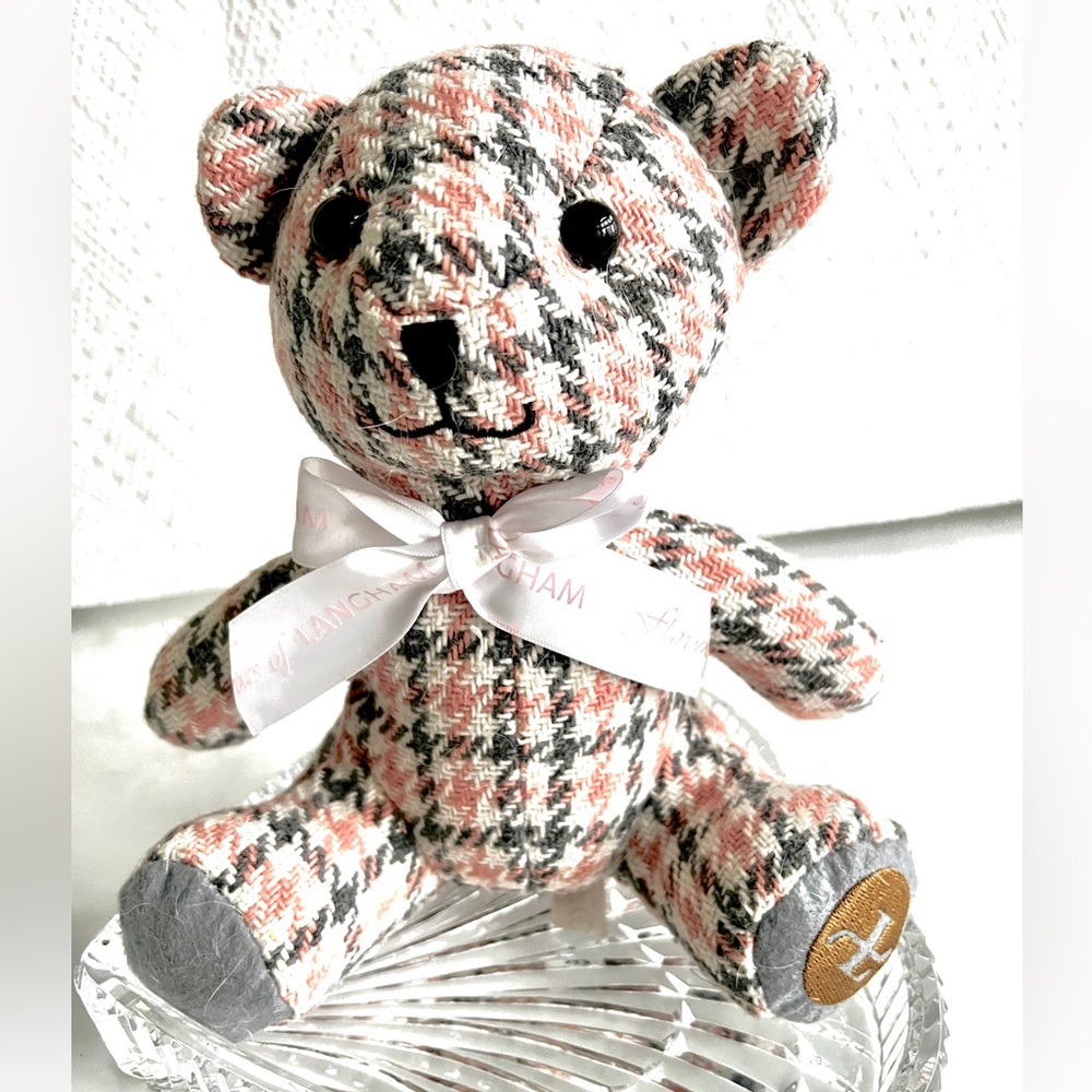 Langham Hotel Teddy Bear Plush 8" Flavours Of Langham Pink Gray bow EUC